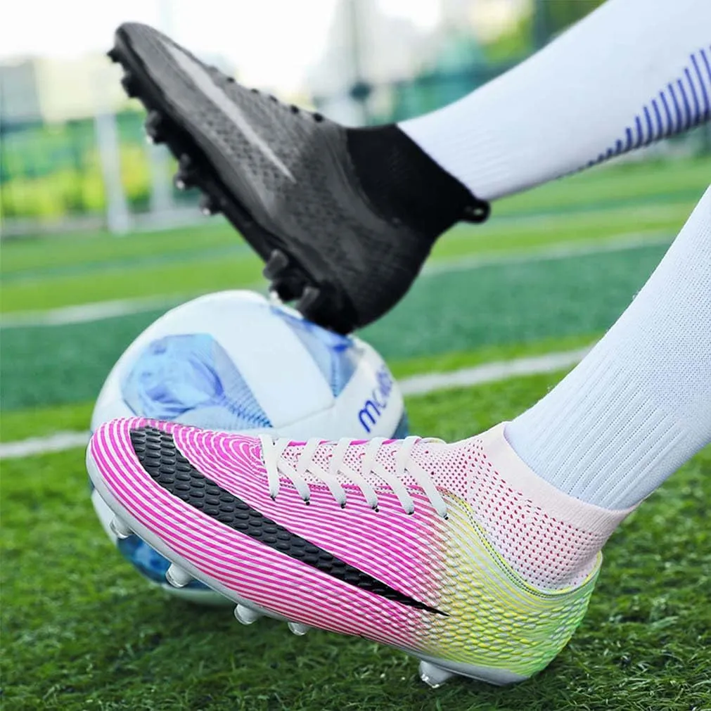 MEBAMY Men's Soccer Shoes Cleats Professional High-Top Breathable Athletic Football Boots Outdoor/Indoor Professional Futsal Football Training Sneakers