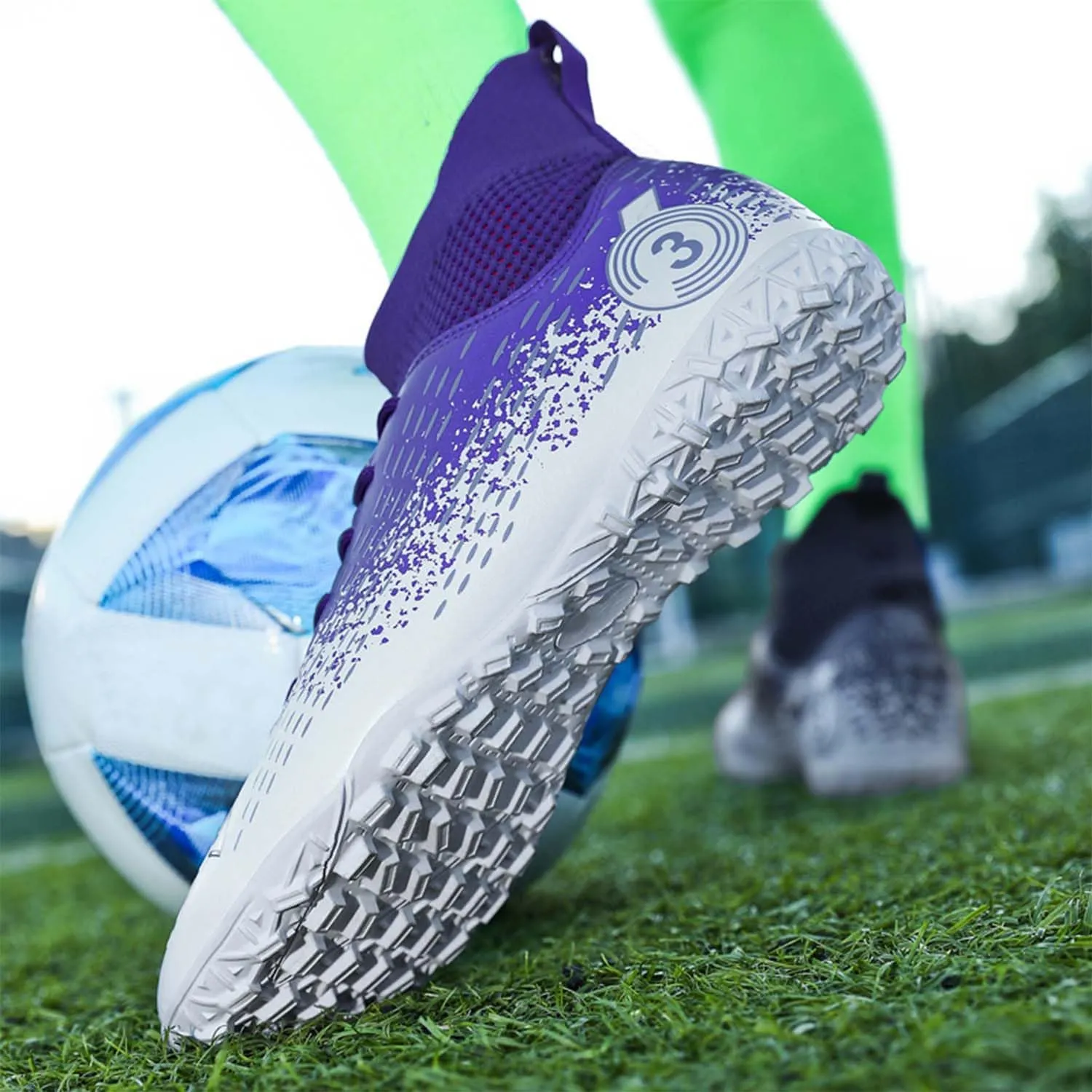 MEBAMY Men's Soccer Shoes Cleats Professional High-Top Breathable TF Football Boots Outdoor/Indoor Professional Futsal Football Training Sneakers