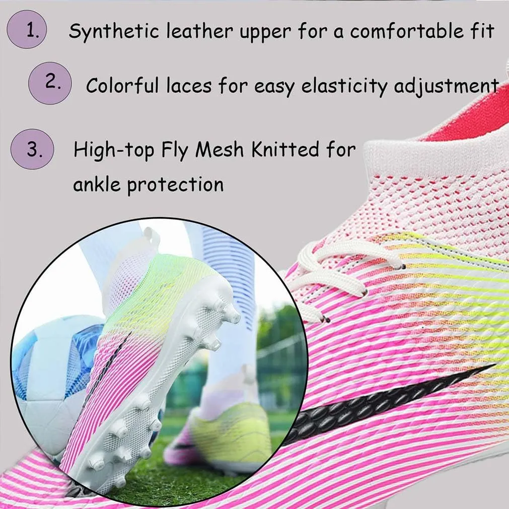 MEBAMY Men's Soccer Shoes Cleats Professional High-Top Breathable TF Football Boots Outdoor/Indoor Professional Futsal Football Training Sneakers