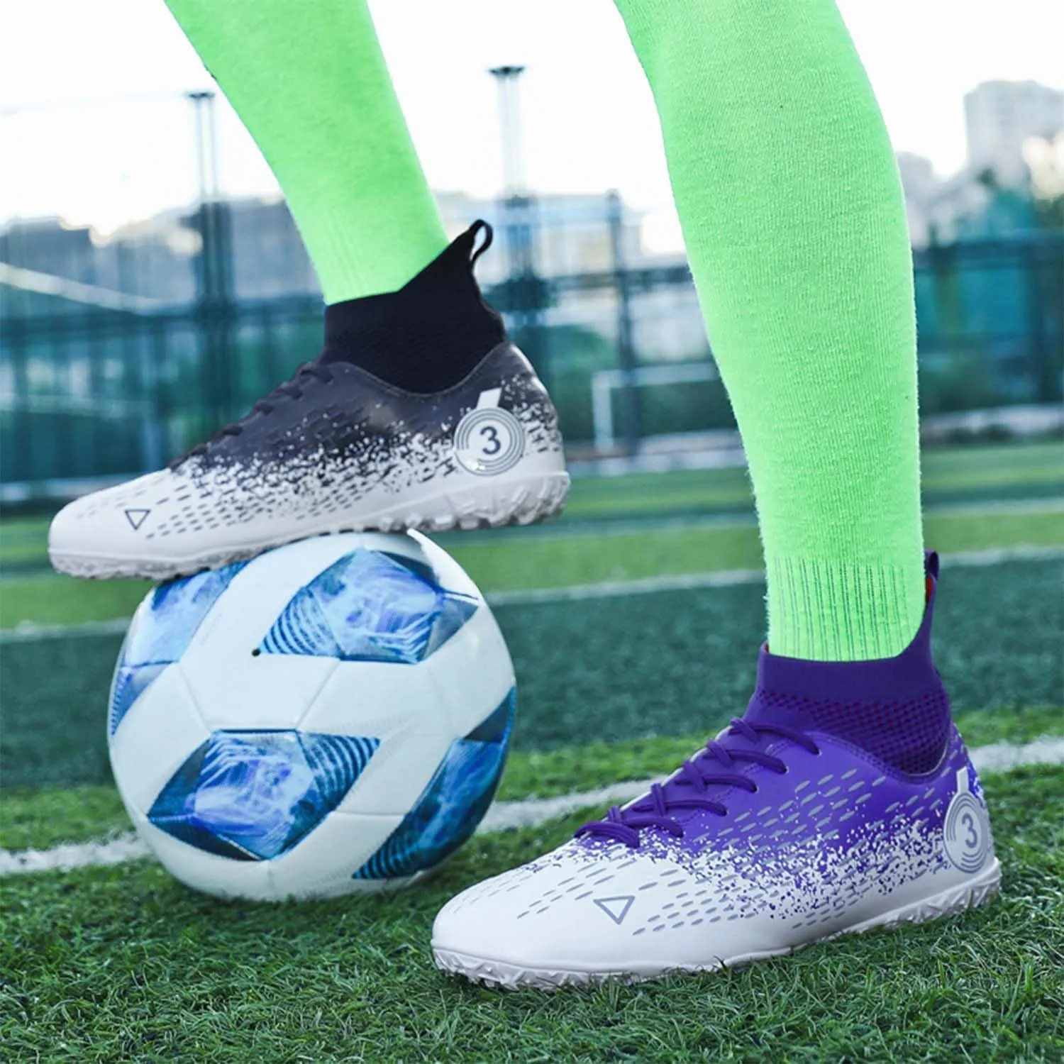 MEBAMY Men's Soccer Shoes Cleats Professional High-Top Breathable TF Football Boots Outdoor/Indoor Professional Futsal Football Training Sneakers