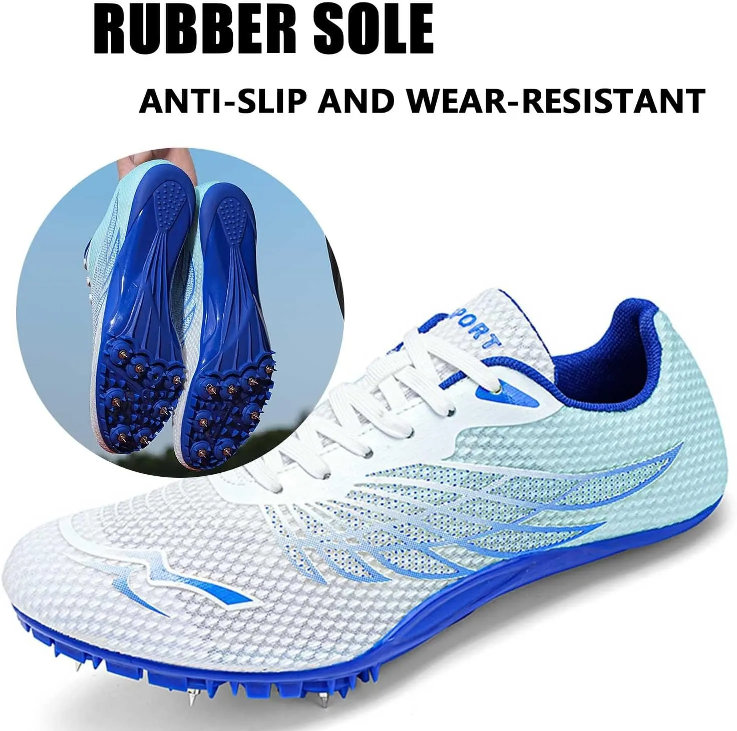MEBAMY Track and Field Spike Shoes Breathable Lightweight Running Training Sneakers Anti-Slip Track Race Athletics Shoes