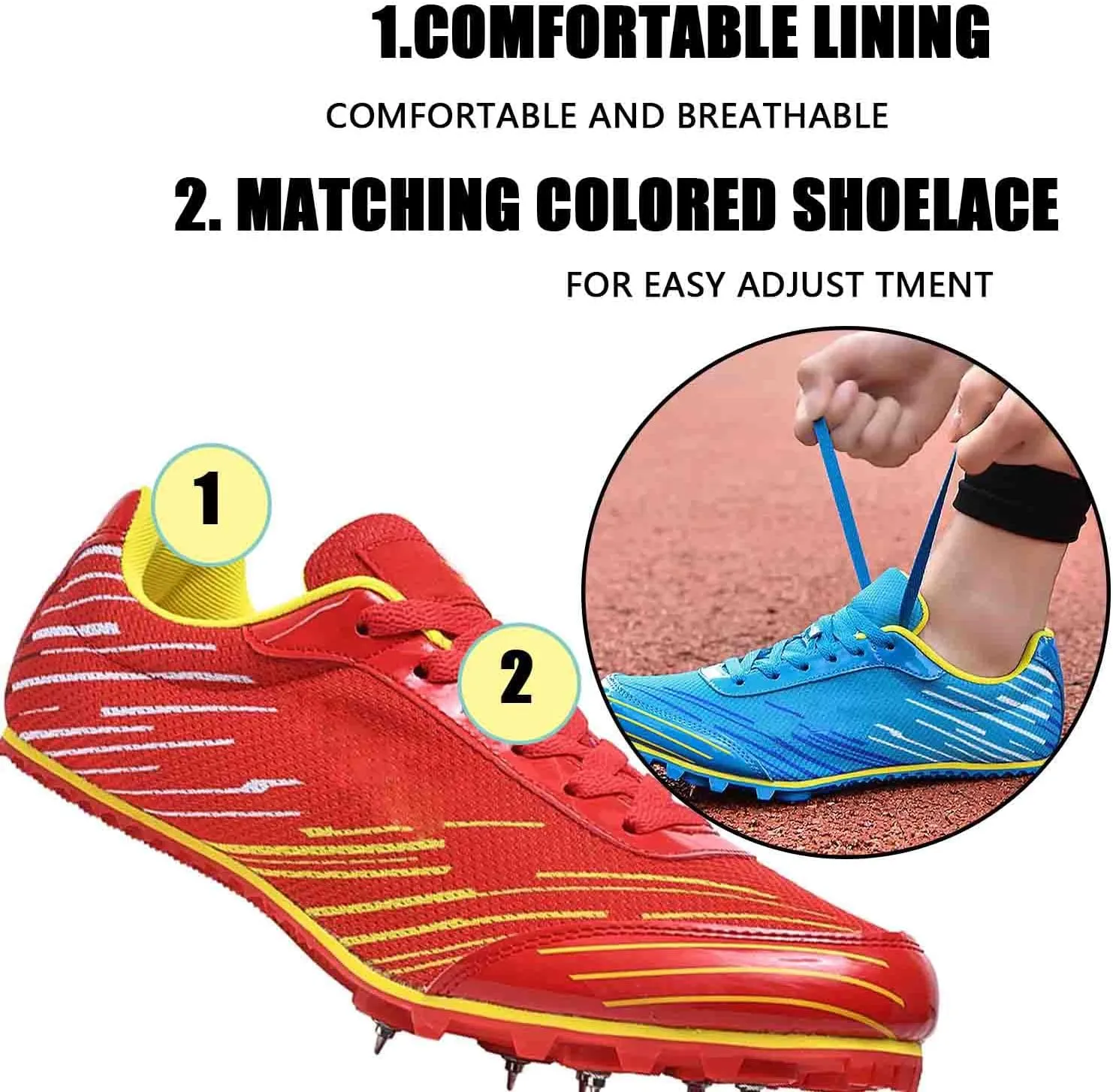 MEBAMY Track and Field Spike Shoes Breathable Lightweight Running Training Sneakers Anti-Slip Track Race Athletics Shoes