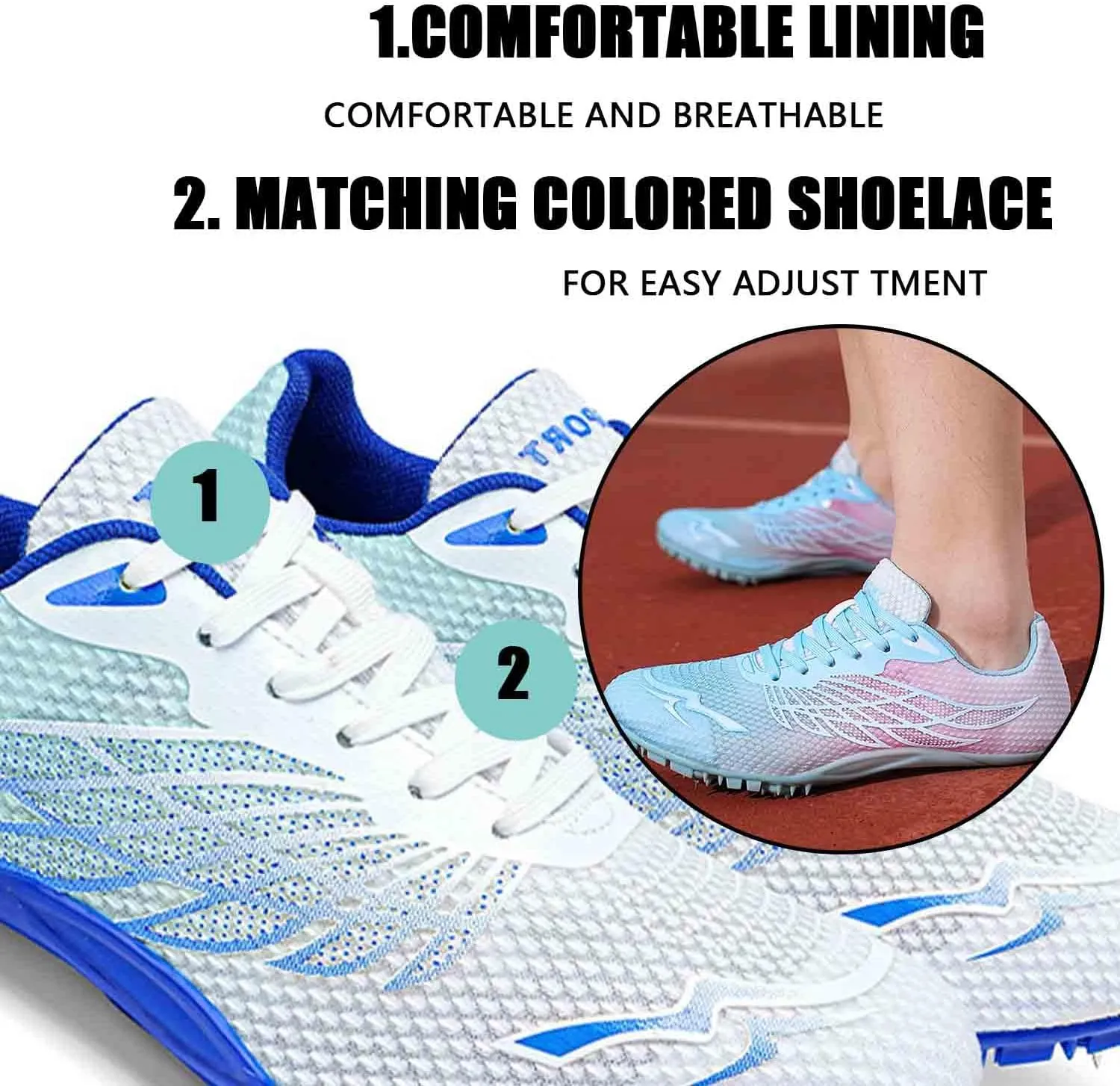 MEBAMY Track and Field Spike Shoes Breathable Lightweight Running Training Sneakers Anti-Slip Track Race Athletics Shoes
