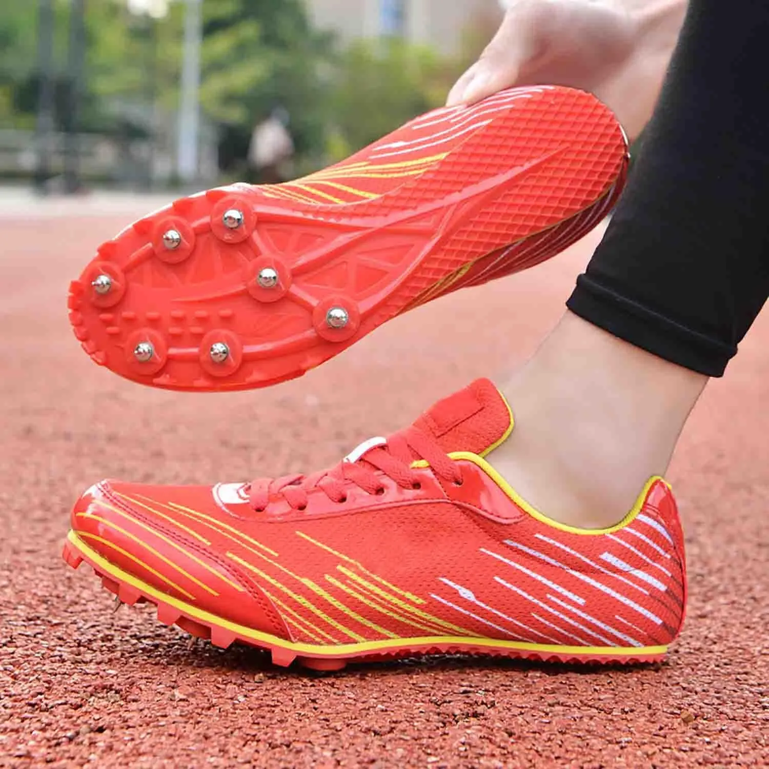 MEBAMY Track and Field Spike Shoes Breathable Lightweight Running Training Sneakers Anti-Slip Track Race Athletics Shoes