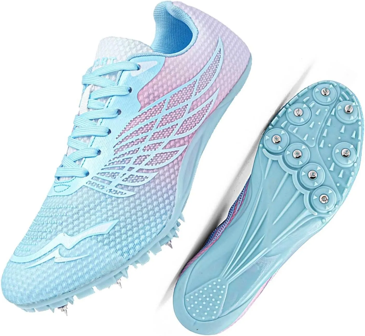 MEBAMY Track and Field Spike Shoes Breathable Lightweight Running Training Sneakers Anti-Slip Track Race Athletics Shoes