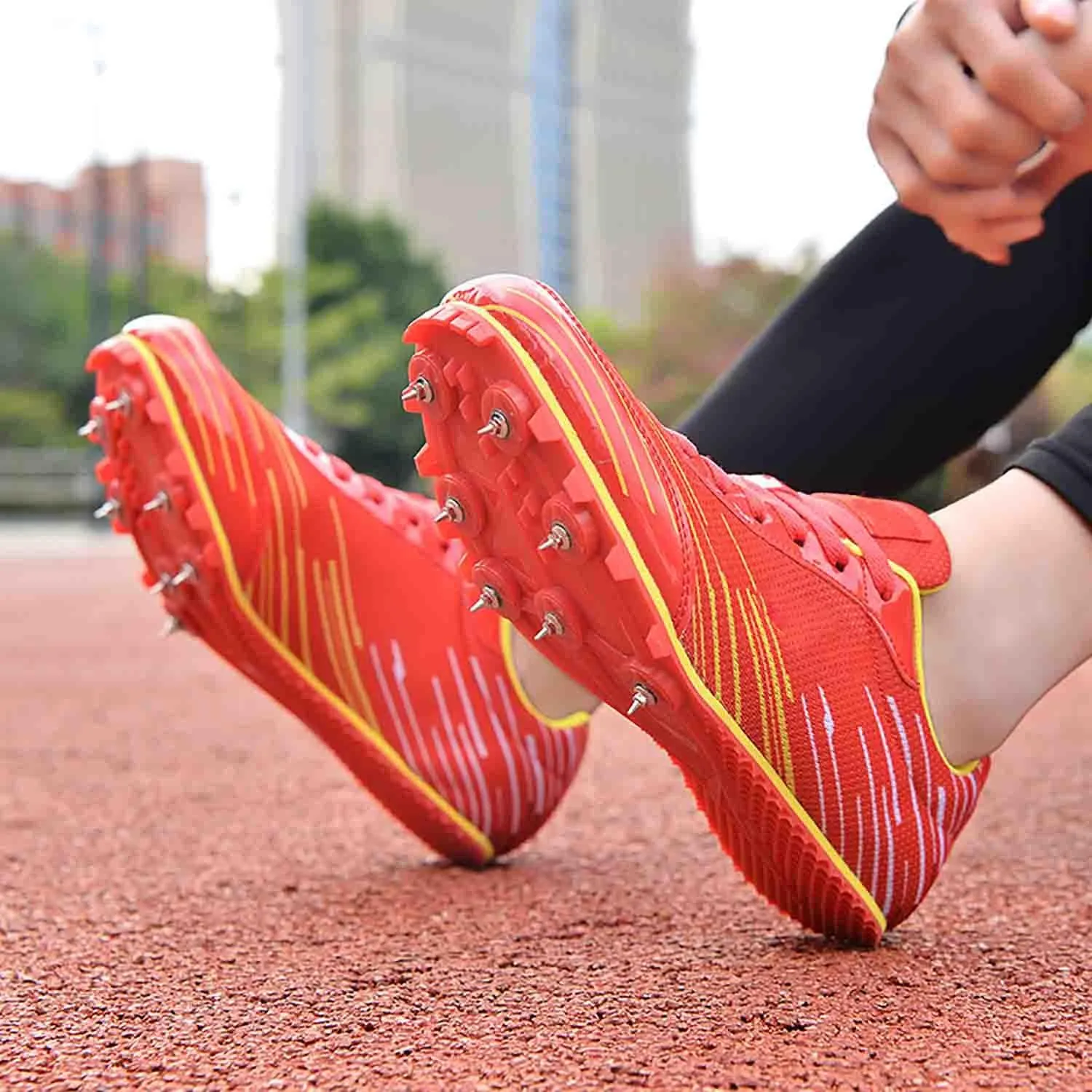 MEBAMY Track and Field Spike Shoes Breathable Lightweight Running Training Sneakers Anti-Slip Track Race Athletics Shoes