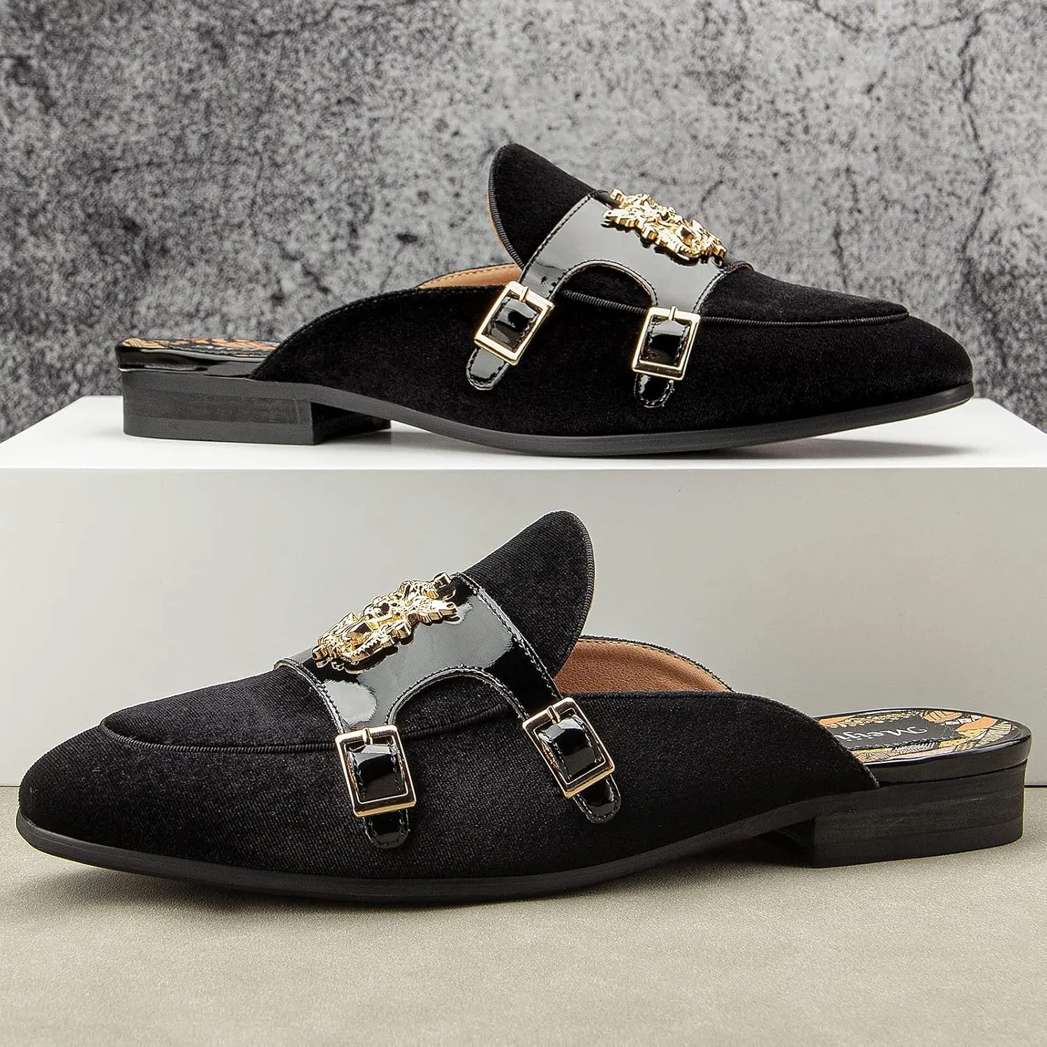 Meijiana Men's Slippers Slip-On Loafers Leather Formal Wear Casual Open Back Sandals