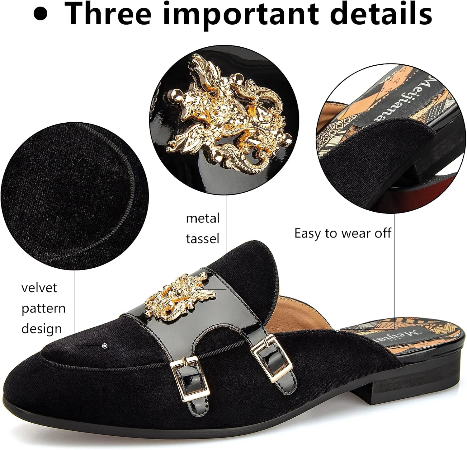 Meijiana Men's Slippers Slip-On Loafers Leather Formal Wear Casual Open Back Sandals