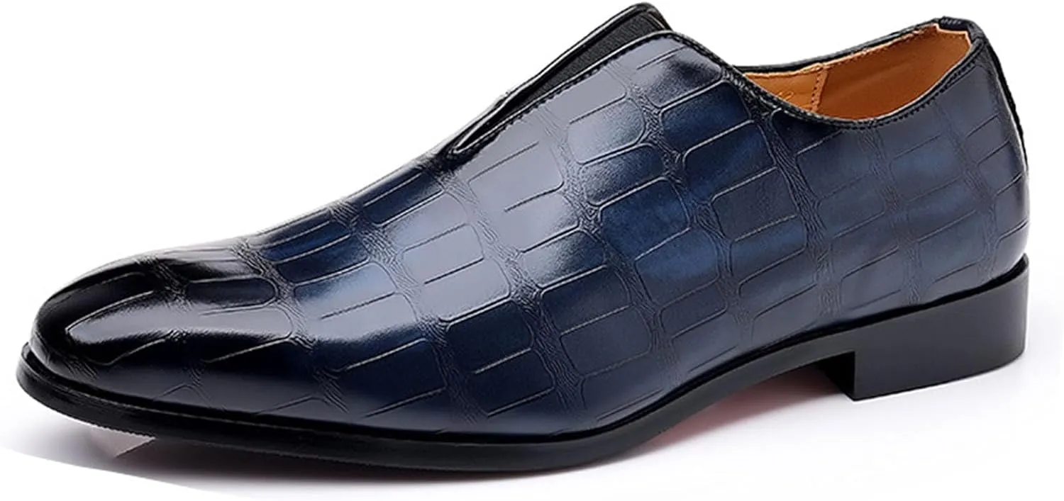 Men's Business Casual Plaid Loafers Slip-On Leather Shoes Classic and Fashionable High-End Leather Sleeve Oxford Shoes