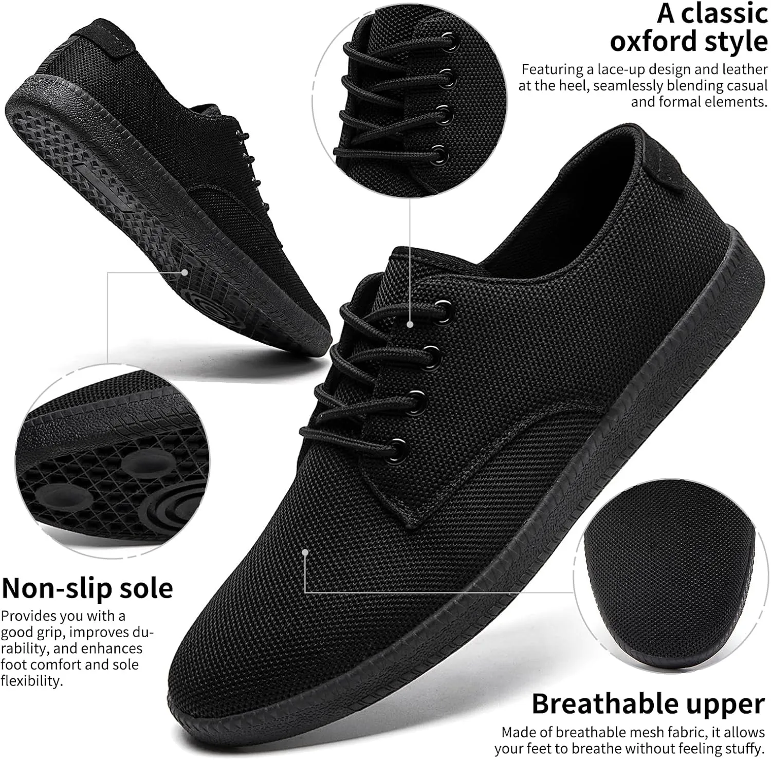 Mens Casual Dress Shoes - for Men Slip On Shoes for Men Black Business Casual Sneakers for Men Loafers Breathable Mesh Gym Workout Tennis Shoes Running Shoes Walking Shoes