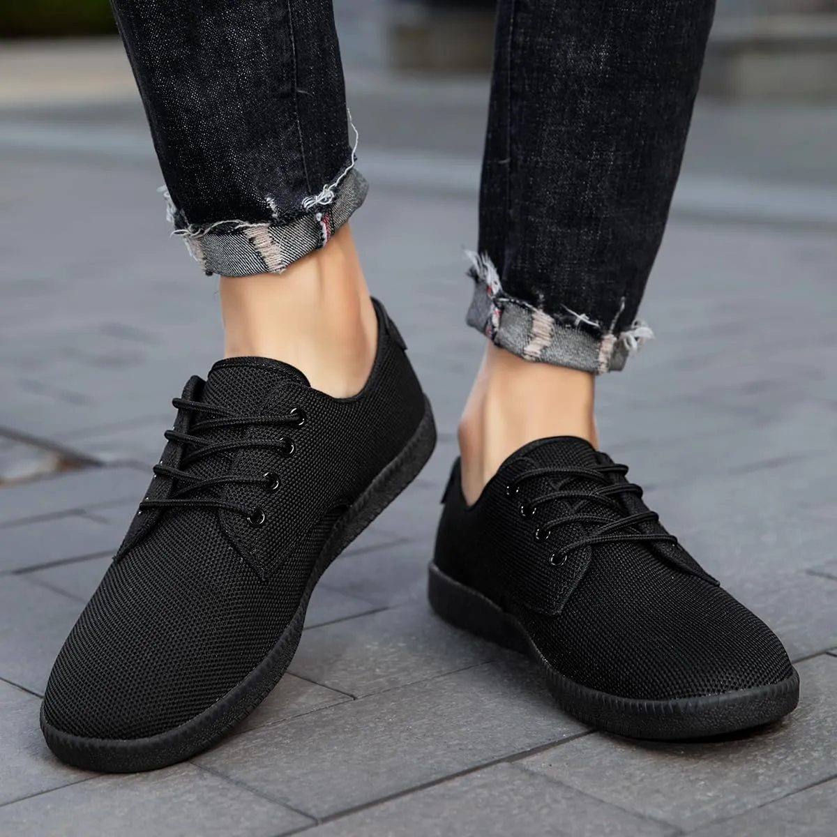 Mens Casual Dress Shoes - for Men Slip On Shoes for Men Black Business Casual Sneakers for Men Loafers Breathable Mesh Gym Workout Tennis Shoes Running Shoes Walking Shoes