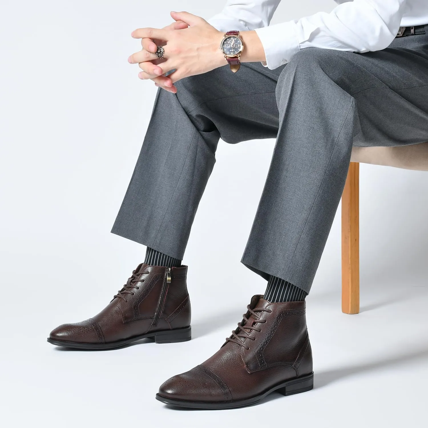 Mens Chelsea Boots,Dress Boots For Men,Slip-on Formal Dress Boots for Men Casual Ankle Boots Classic Brogue Style