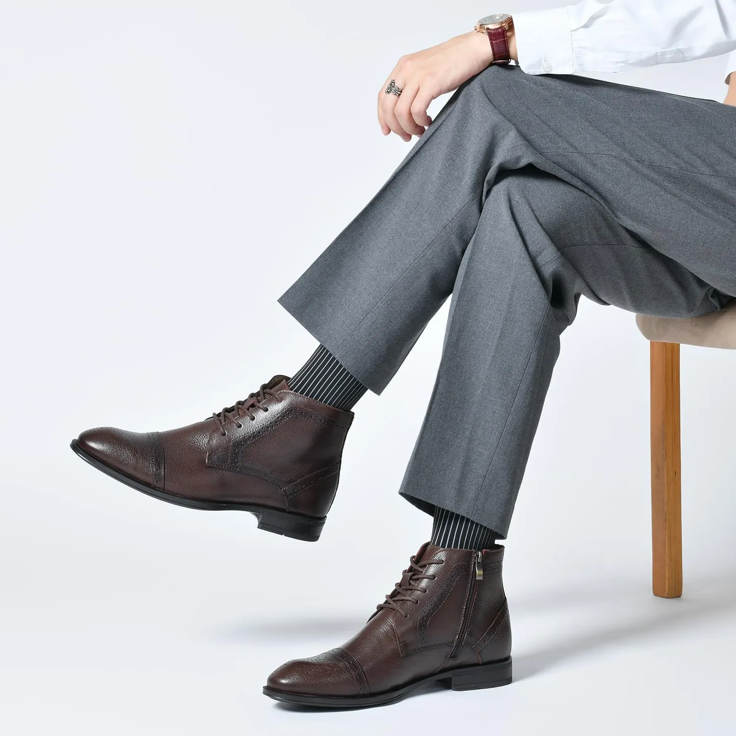 Mens Chelsea Boots,Dress Boots For Men,Slip-on Formal Dress Boots for Men Casual Ankle Boots Classic Brogue Style