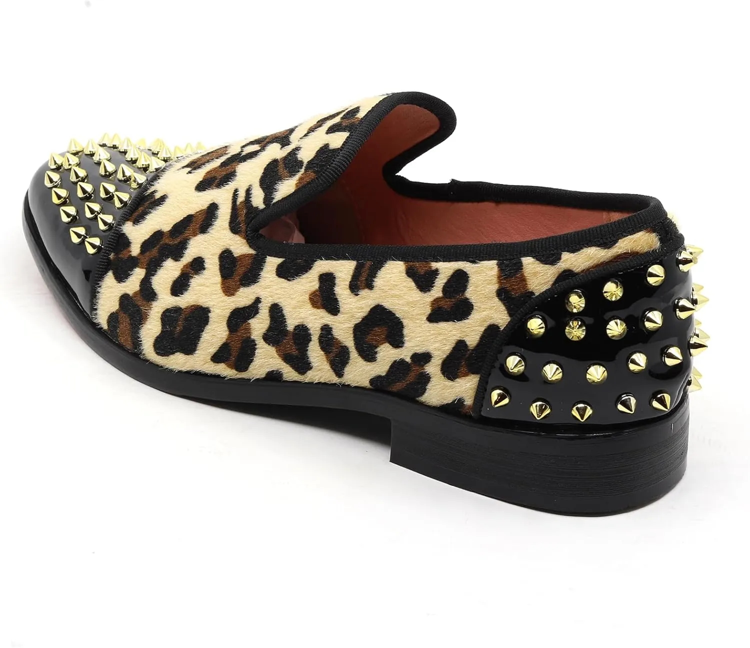 Men's Fashion Leopard Print Smoking Spike Dress Loafers Slip On Shoes SM-59