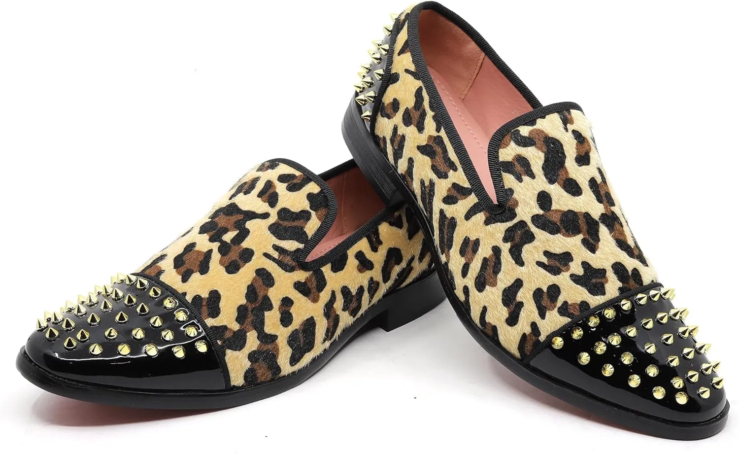 Men's Fashion Leopard Print Smoking Spike Dress Loafers Slip On Shoes SM-59