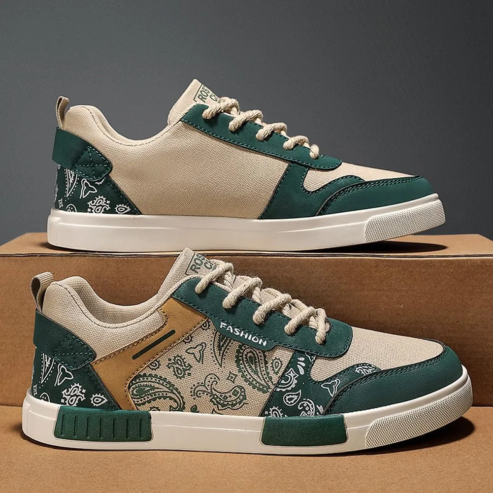 Men's Fashion Low Top Canvas Flats Casual Sneakers Walking Skateboarding Shoes
