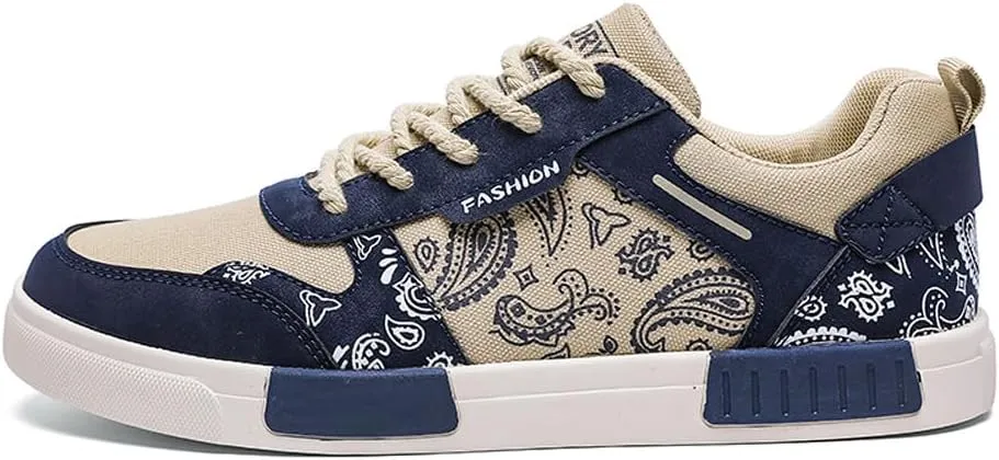 Men's Fashion Low Top Canvas Flats Casual Sneakers Walking Skateboarding Shoes