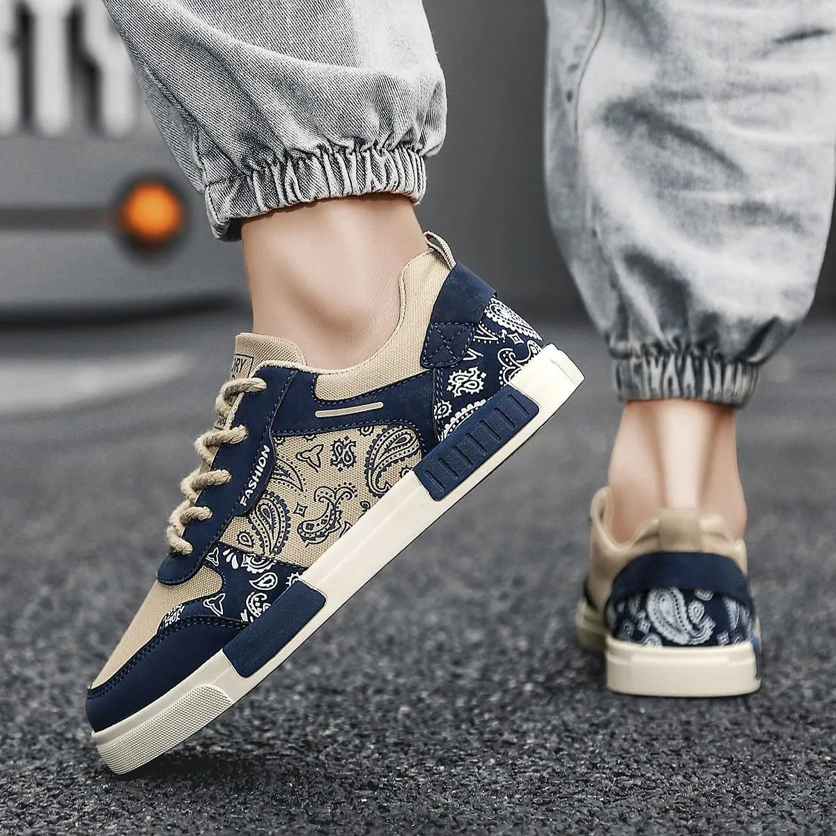 Men's Fashion Low Top Canvas Flats Casual Sneakers Walking Skateboarding Shoes