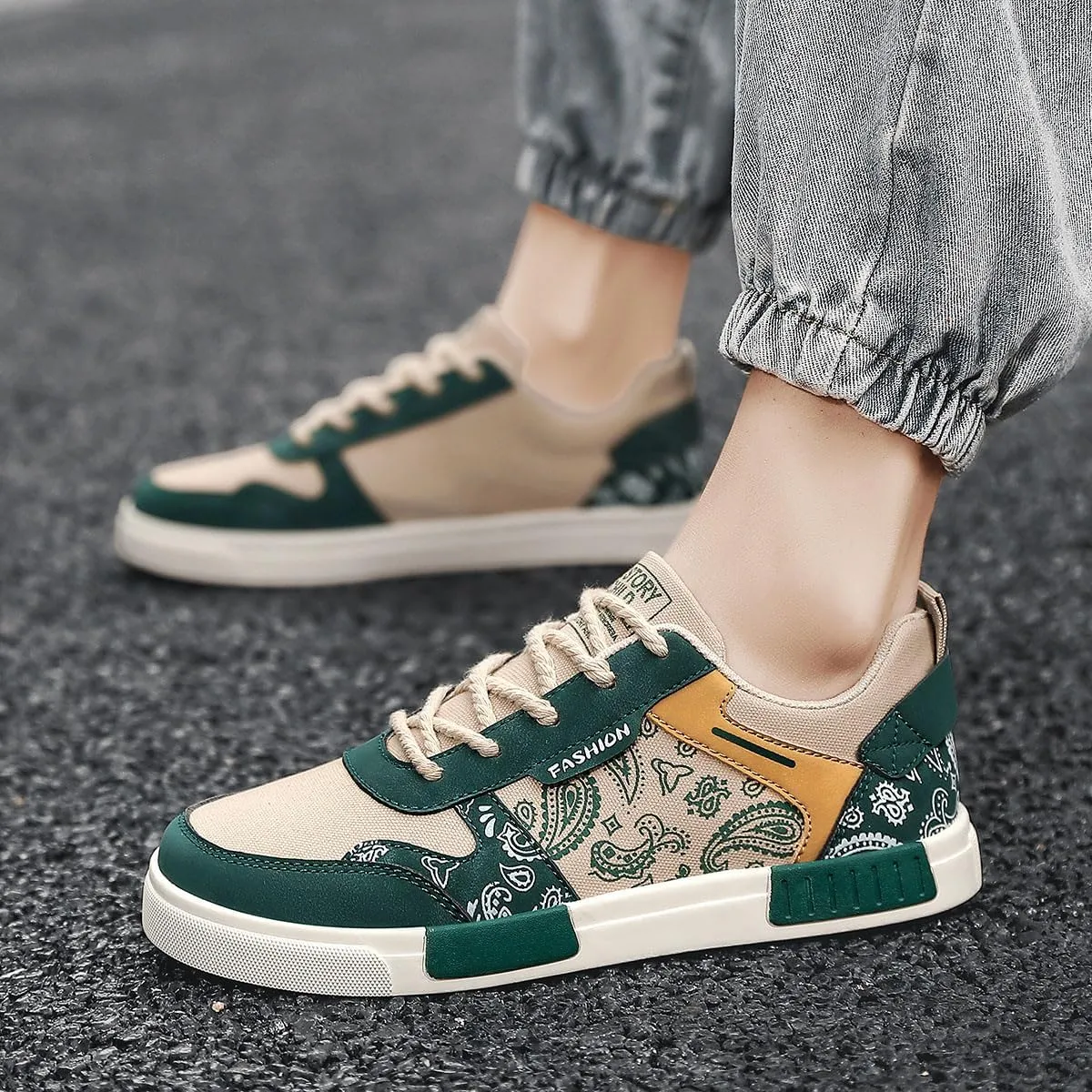 Men's Fashion Low Top Canvas Flats Casual Sneakers Walking Skateboarding Shoes