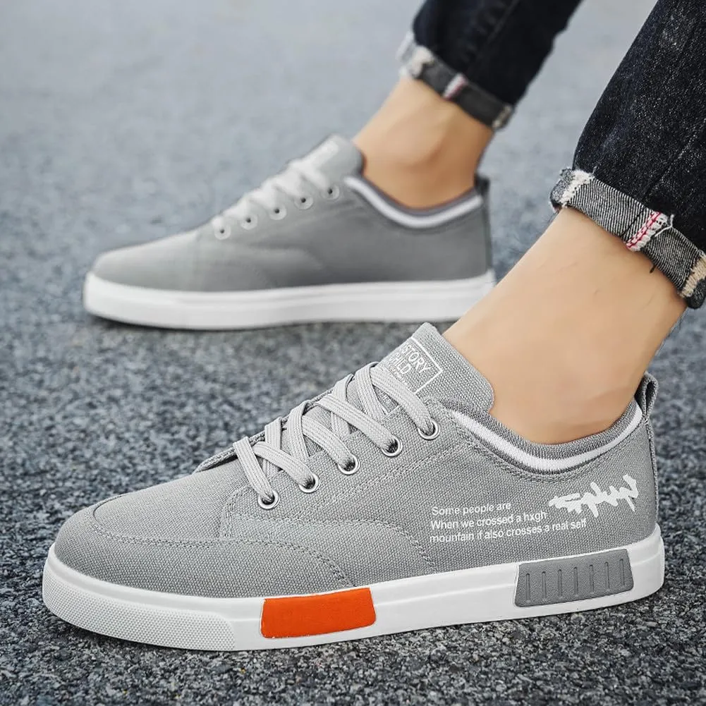 Men's Fashion Low Top Canvas Flats Casual Sneakers Walking Skateboarding Shoes