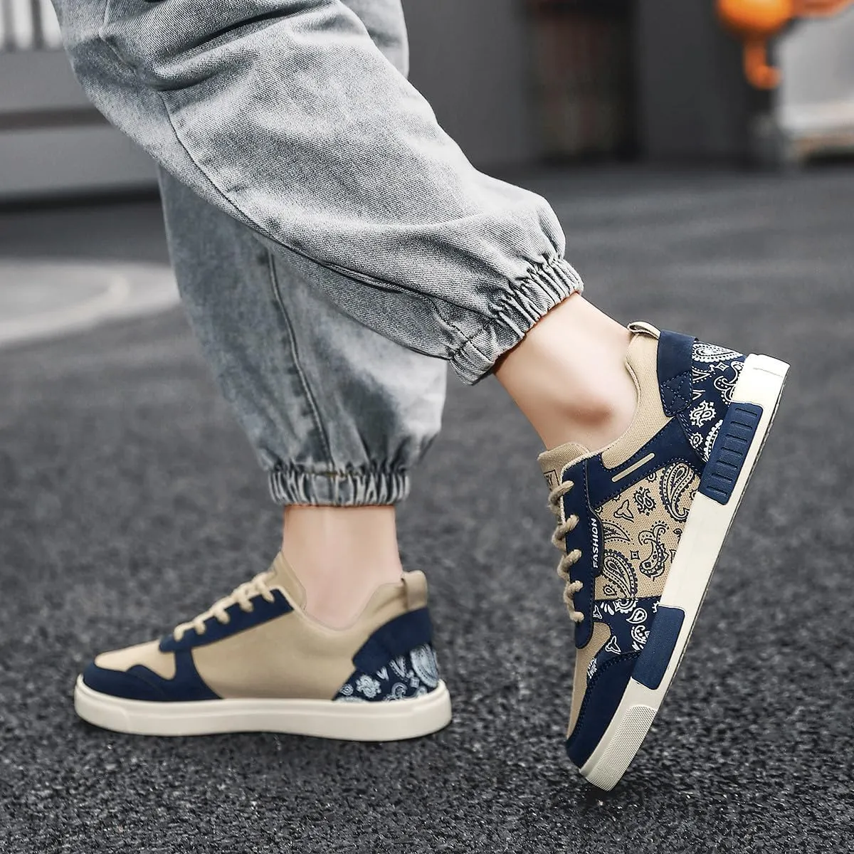 Men's Fashion Low Top Canvas Flats Casual Sneakers Walking Skateboarding Shoes