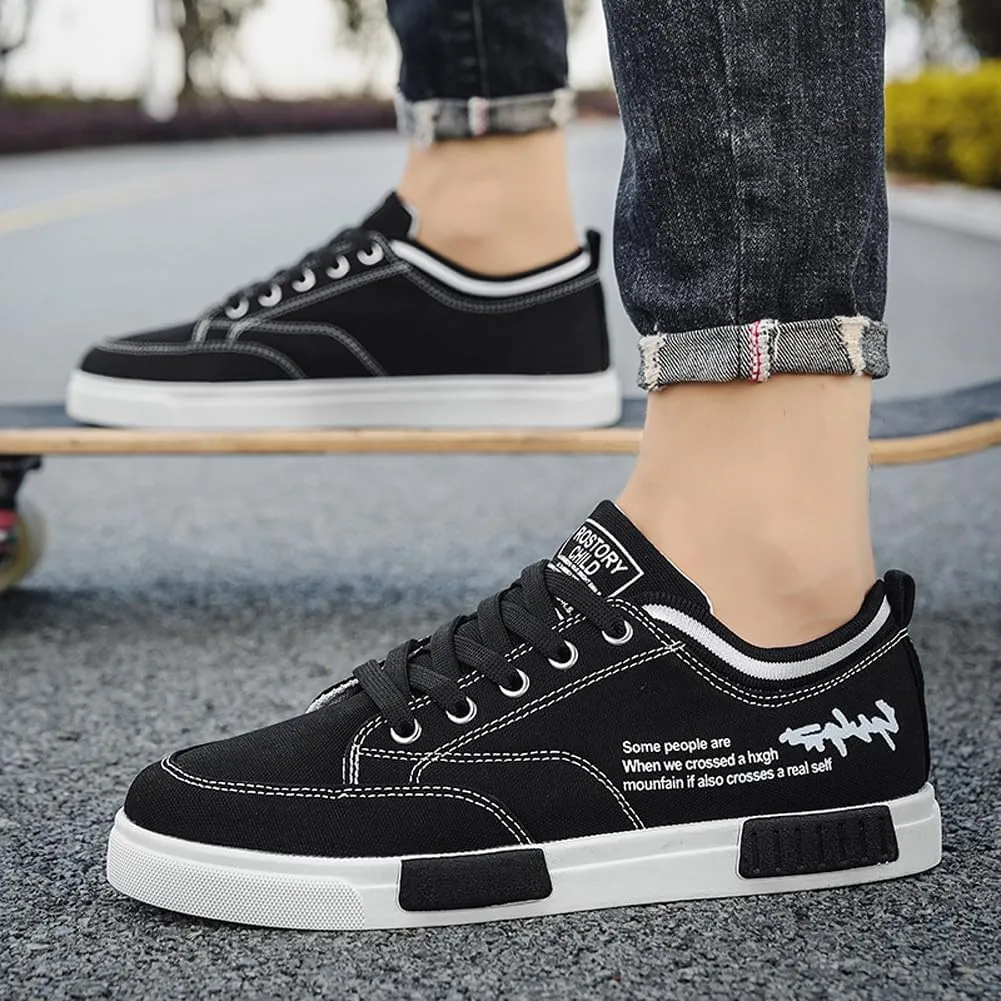 Men's Fashion Low Top Canvas Flats Casual Sneakers Walking Skateboarding Shoes