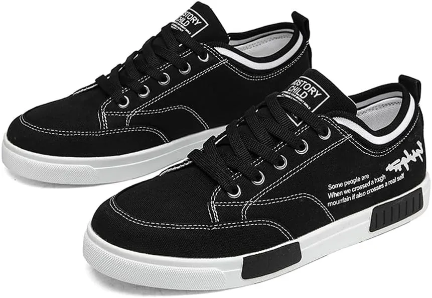 Men's Fashion Low Top Canvas Flats Casual Sneakers Walking Skateboarding Shoes