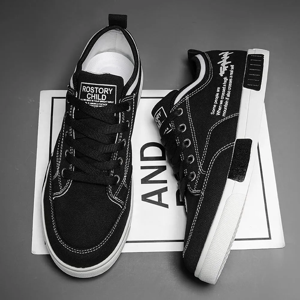 Men's Fashion Low Top Canvas Flats Casual Sneakers Walking Skateboarding Shoes