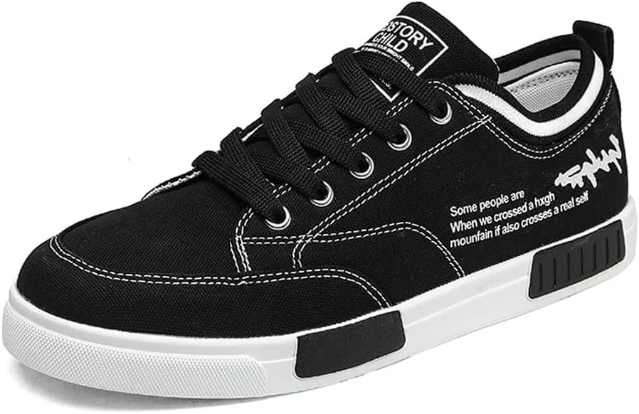 Men's Fashion Low Top Canvas Flats Casual Sneakers Walking Skateboarding Shoes
