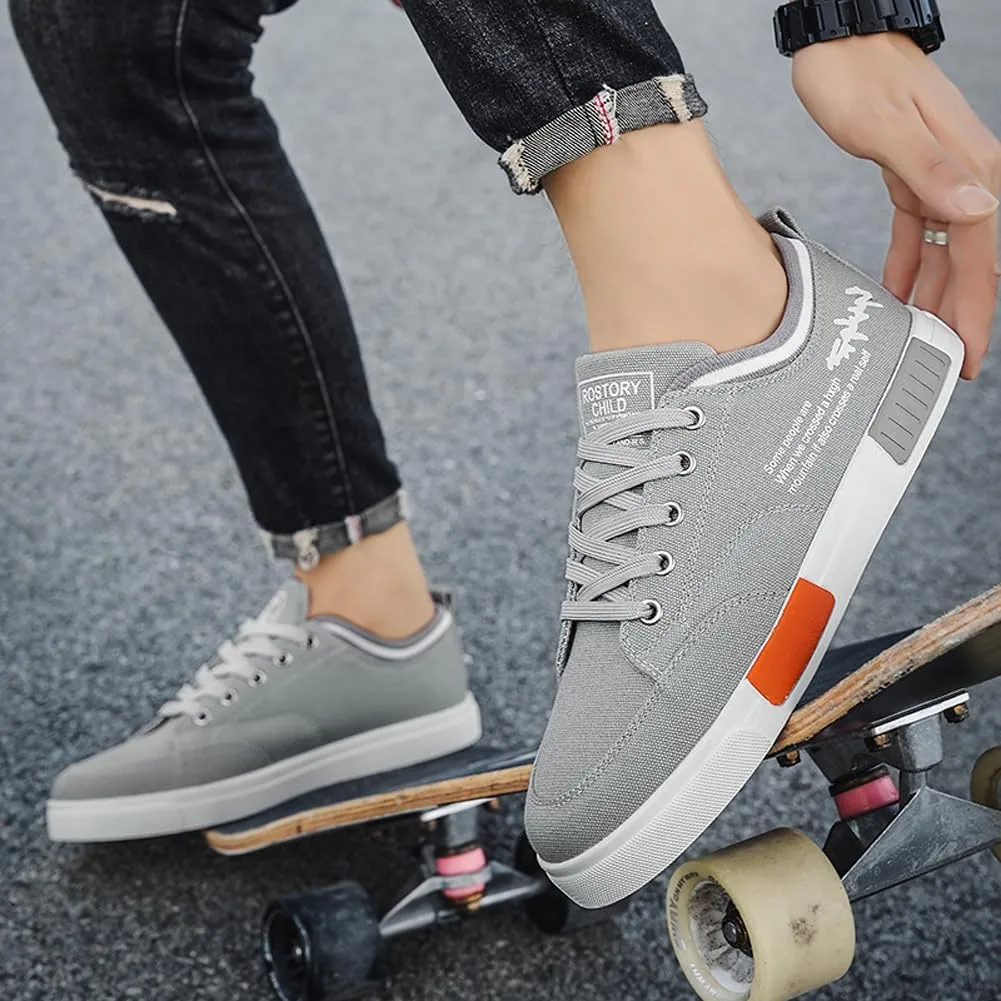 Men's Fashion Low Top Canvas Flats Casual Sneakers Walking Skateboarding Shoes