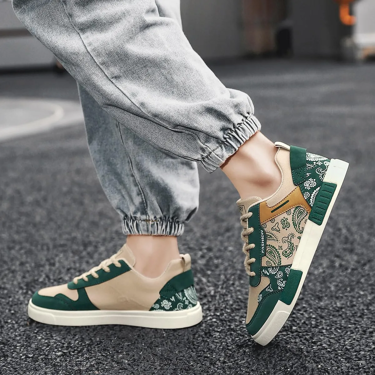 Men's Fashion Low Top Canvas Flats Casual Sneakers Walking Skateboarding Shoes