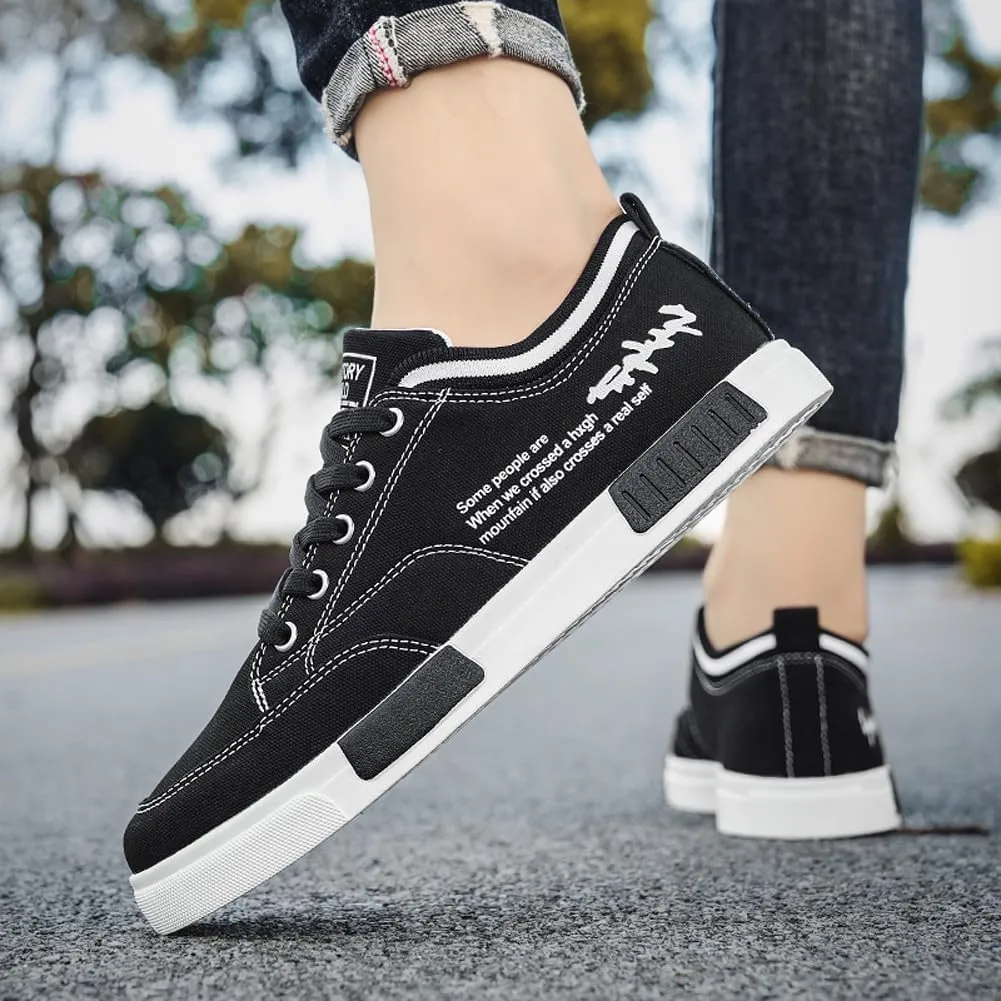 Men's Fashion Low Top Canvas Flats Casual Sneakers Walking Skateboarding Shoes