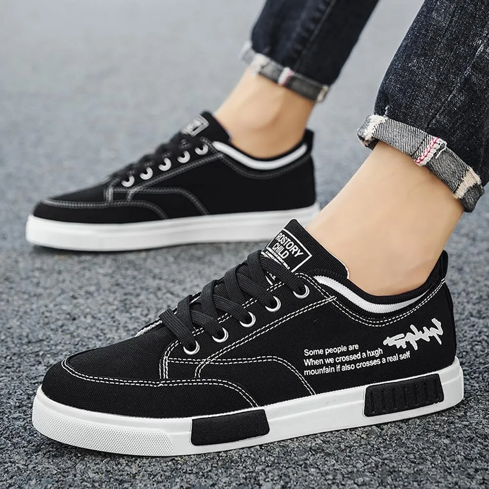 Men's Fashion Low Top Canvas Flats Casual Sneakers Walking Skateboarding Shoes