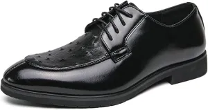 Men's Genuine Leather Dress Shoes, Lace Up Comfortable Monk Strap Loafers Classic Formal Business Shoes Office Party Stylish Elegant Non Slip Oxford