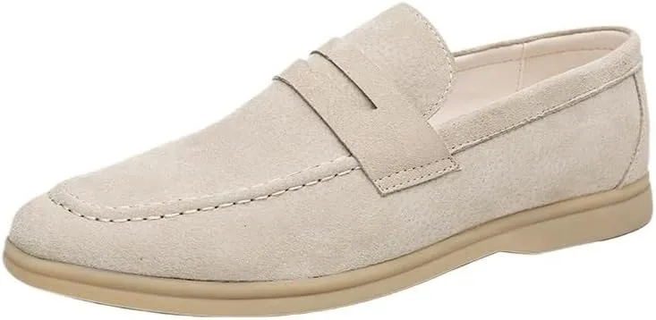 Men's Italian Leather Slip-On Loafers, Casual Lazy Driving Shoes, Spring and Autumn Fashion Dress Oxford Shoes for Business and Everyday Wear