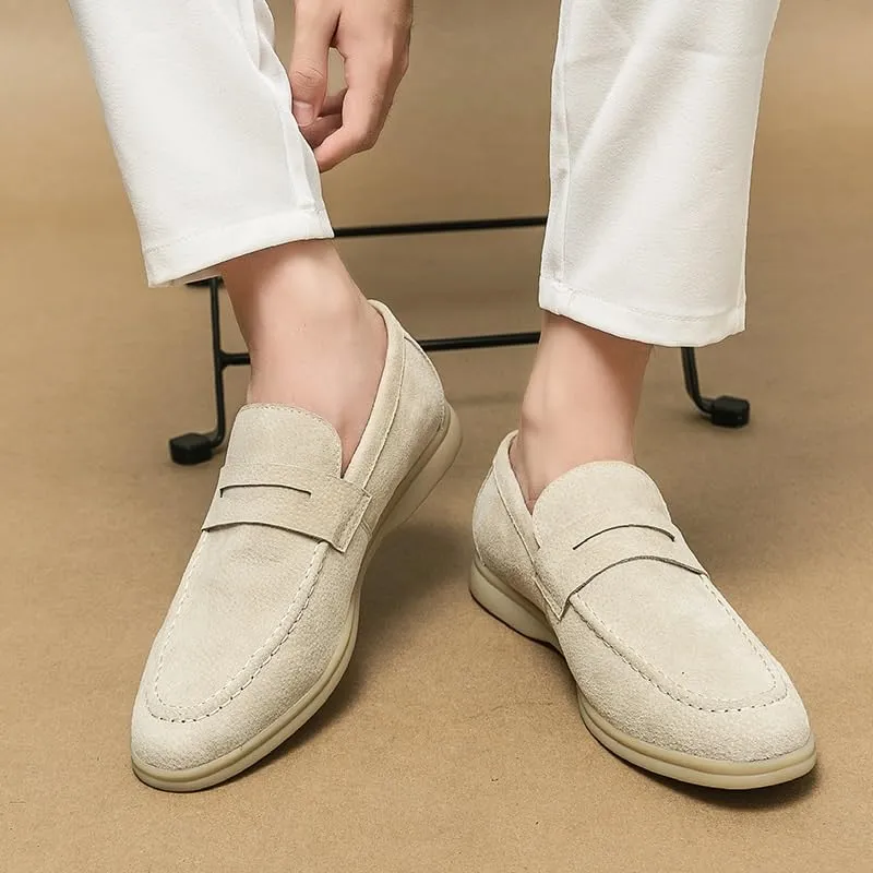 Men's Italian Leather Slip-On Loafers, Casual Lazy Driving Shoes, Spring and Autumn Fashion Dress Oxford Shoes for Business and Everyday Wear