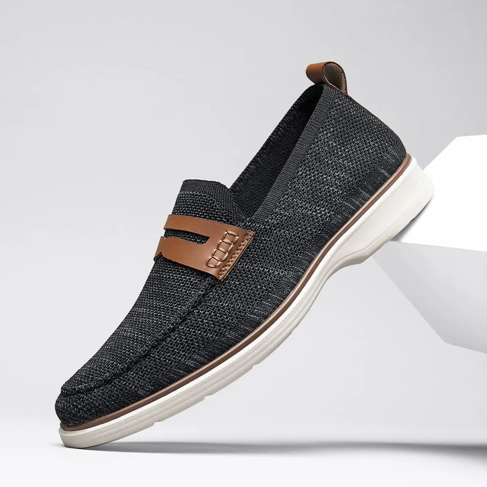 Men's Knit Loafers Comfortable Round Toe Knitted Business Shoes Lightweight Casual Formal Slip On Flats