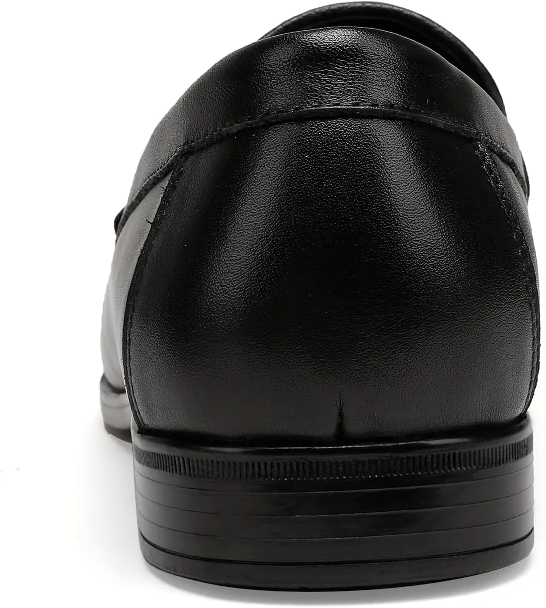 Men's Leather Dress Shoes, Classic Penny Loafer with Metal Buckle Casual Party Formal Shoes Slip On Driving Loafers for Men