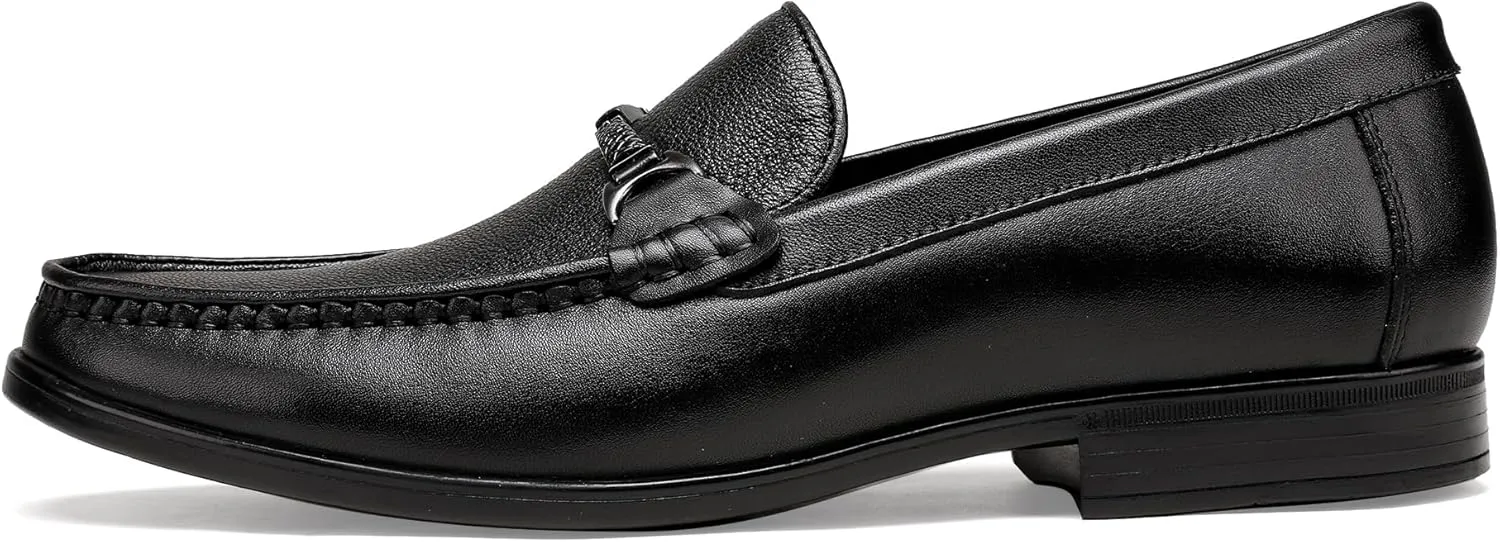 Men's Leather Dress Shoes, Classic Penny Loafer with Metal Buckle Casual Party Formal Shoes Slip On Driving Loafers for Men
