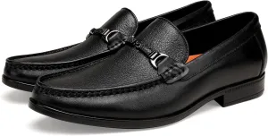 Men's Leather Dress Shoes, Classic Penny Loafer with Metal Buckle Casual Party Formal Shoes Slip On Driving Loafers for Men