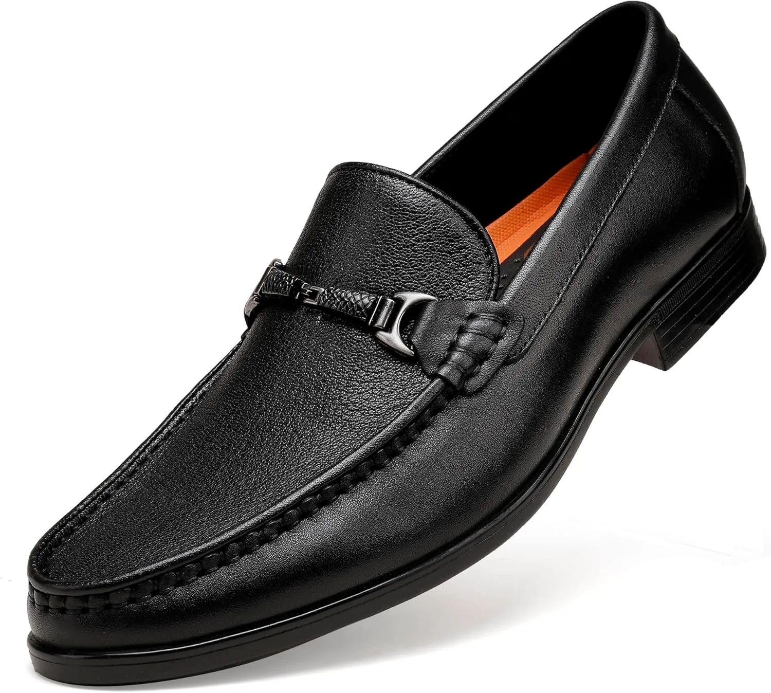 Men's Leather Dress Shoes, Classic Penny Loafer with Metal Buckle Casual Party Formal Shoes Slip On Driving Loafers for Men