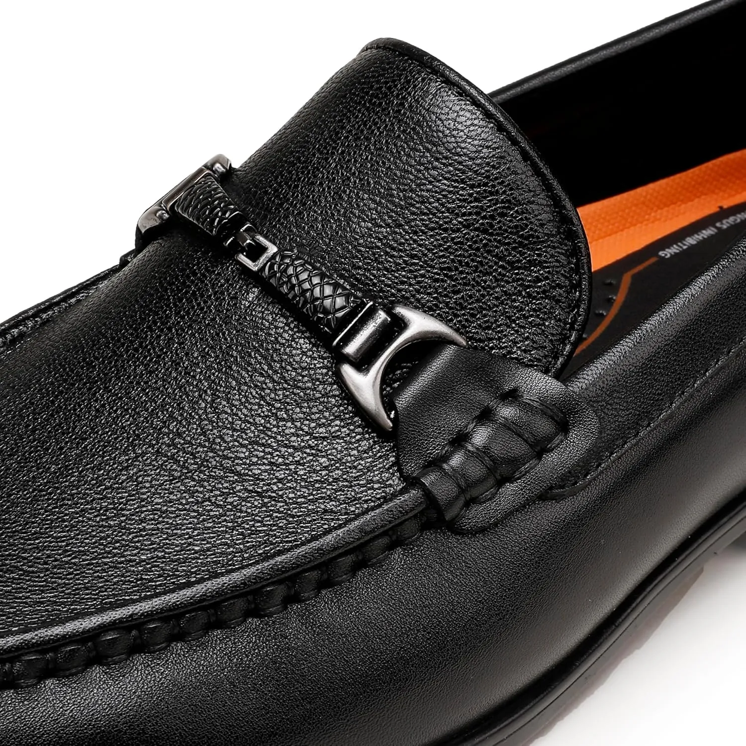Men's Leather Dress Shoes, Classic Penny Loafer with Metal Buckle Casual Party Formal Shoes Slip On Driving Loafers for Men