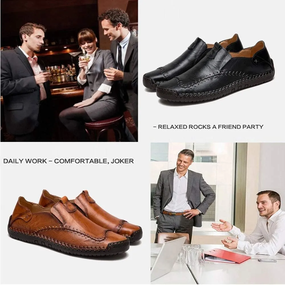 Men's Loafers Leather Casual Dress Shoes Driving Penny Boat Moccasins Flats Oxford Slippers Walking