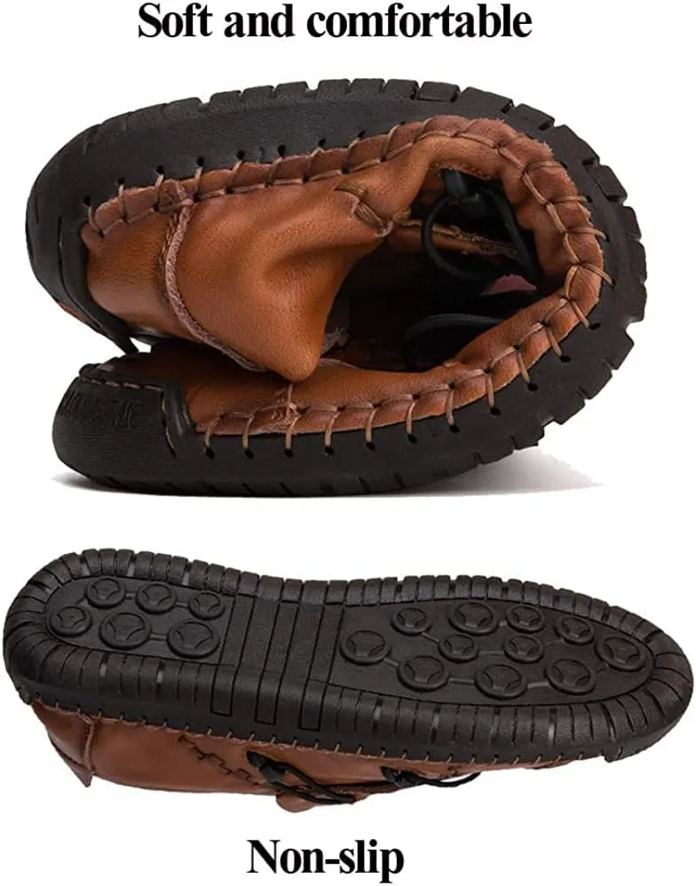 Men's Loafers Leather Casual Dress Shoes Driving Penny Boat Moccasins Flats Oxford Slippers Walking