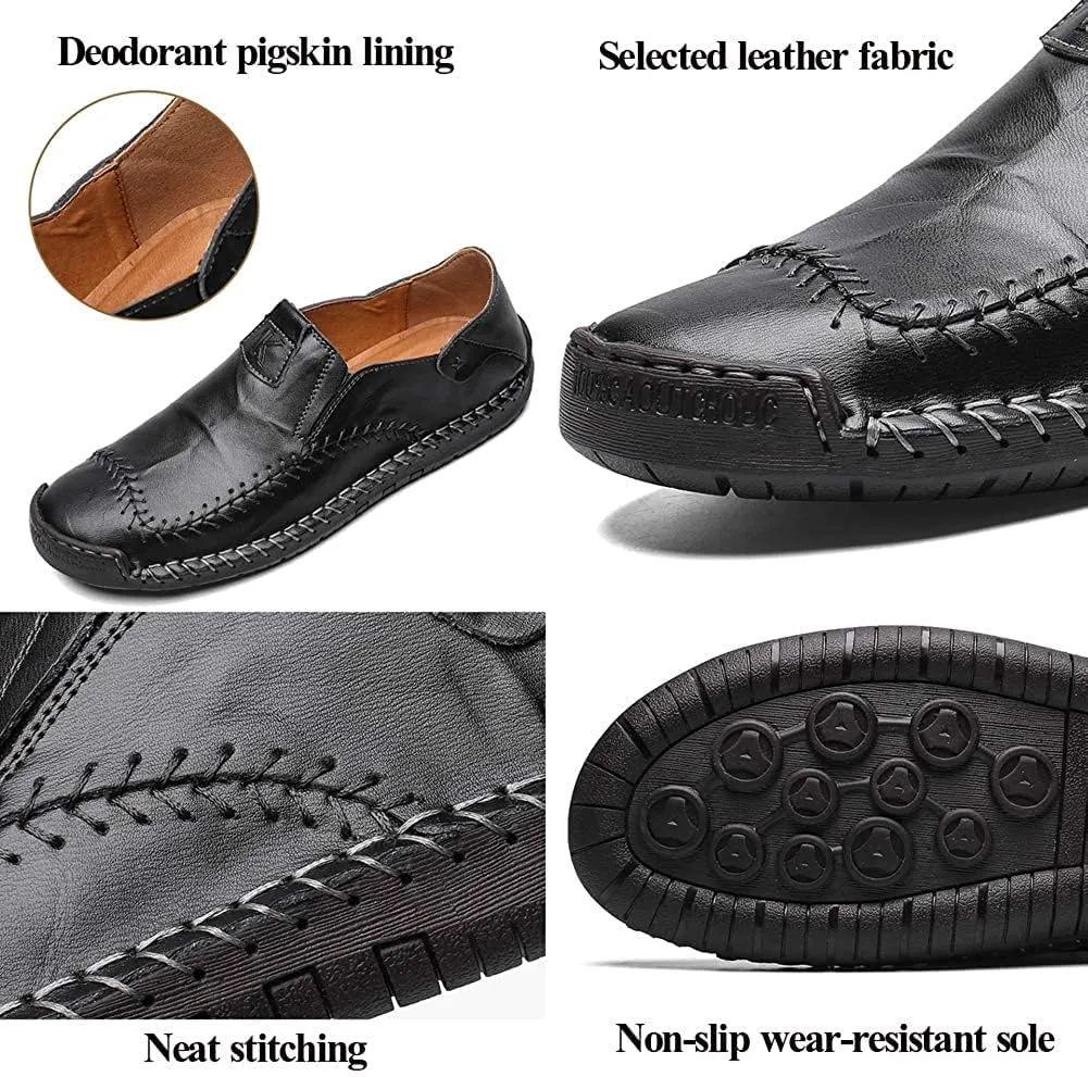 Men's Loafers Leather Casual Dress Shoes Driving Penny Boat Moccasins Flats Oxford Slippers Walking