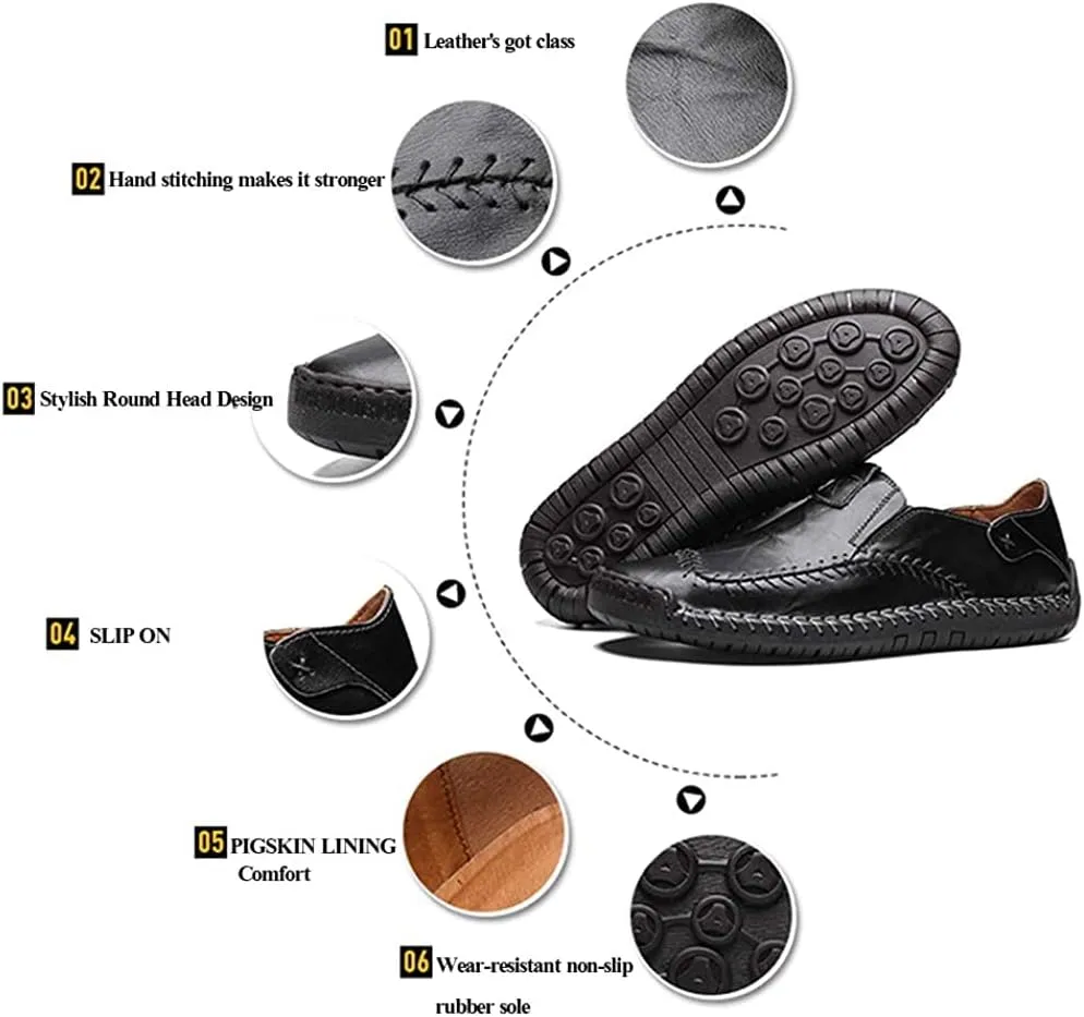 Men's Loafers Leather Casual Dress Shoes Driving Penny Boat Moccasins Flats Oxford Slippers Walking