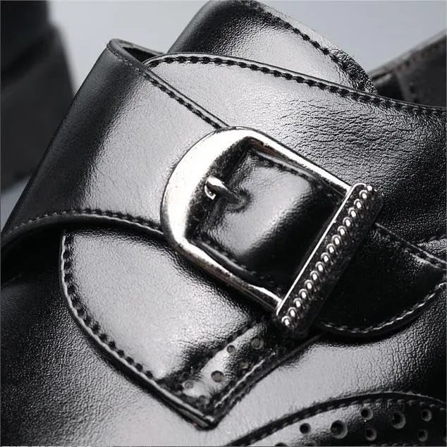Men's Monk Strap Loafer Leather Mens Dress Shoes Buckle Men Loafers Slip On