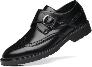 Men's Monk Strap Loafer Leather Mens Dress Shoes Buckle Men Loafers Slip On