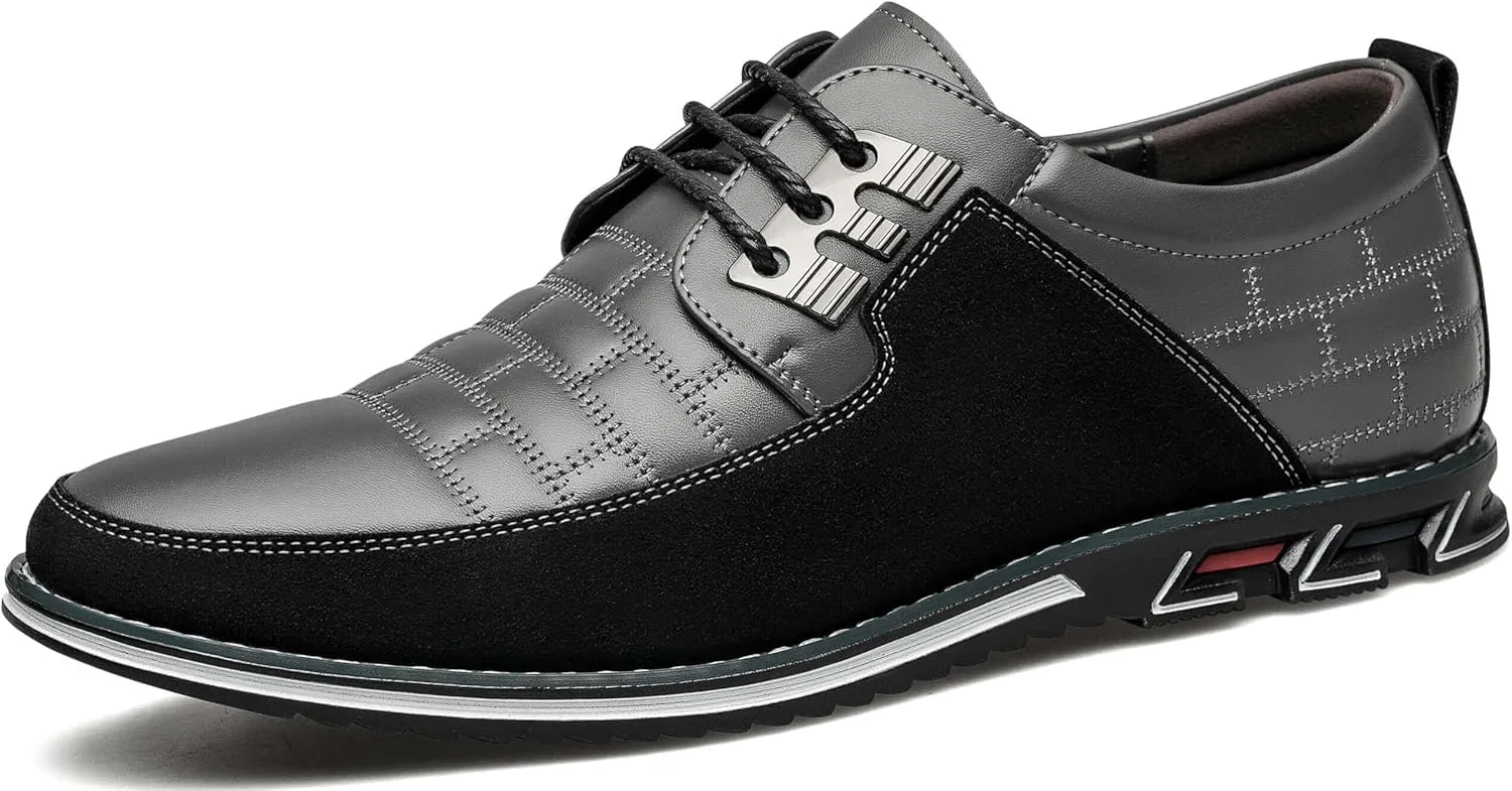 Men's Premium Leather Dress Shoes Comfort Business Casual Oxford Shoes Fashion Dress Sneakers Soft Loafers Derby Shoe for Office Working Walking Driving