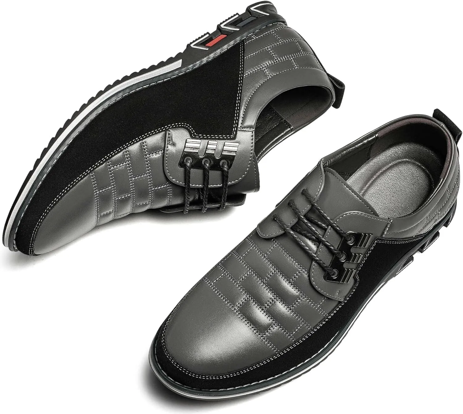 Men's Premium Leather Dress Shoes Comfort Business Casual Oxford Shoes Fashion Dress Sneakers Soft Loafers Derby Shoe for Office Working Walking Driving